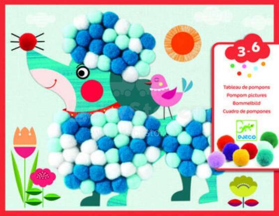 Djeco Art.DJ09867 Collages - Pompons - Dogs to stroke
