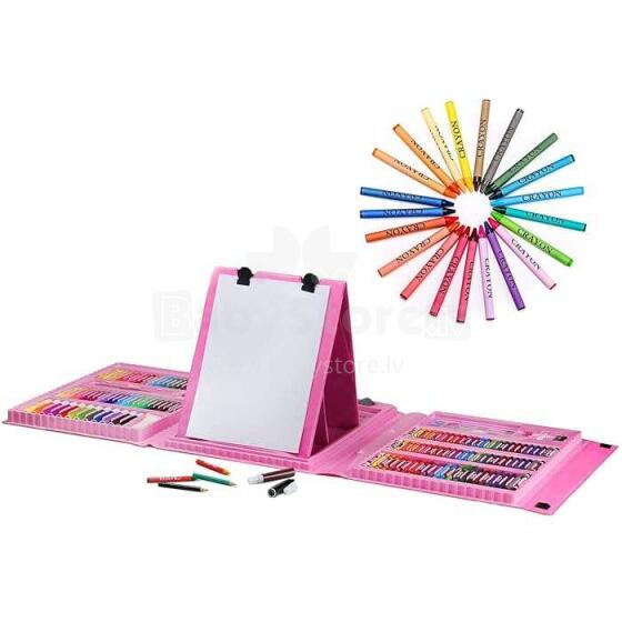 Ikonka Art.KX6032_1 Pink Plastmasas krāsošanas komplekts futrālī 208el.