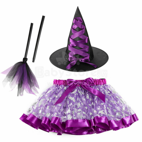 Ikonka Art.KX4431_1  3-piece witch costume in purple.