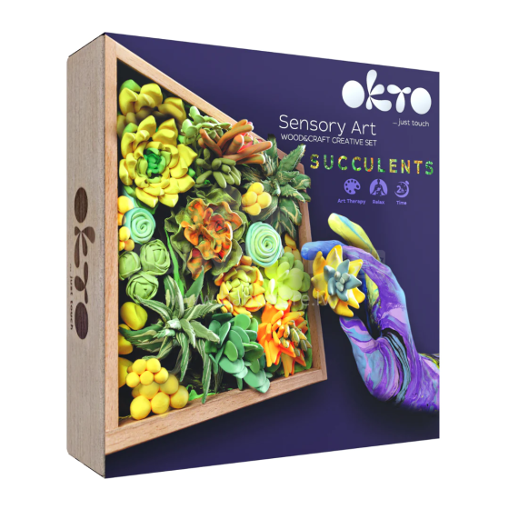 Wood&Craft DIY Succulents Energy Art.ETC10009 Radošais komplekts Modelēšanas masas - 3D glezna 21x21cm