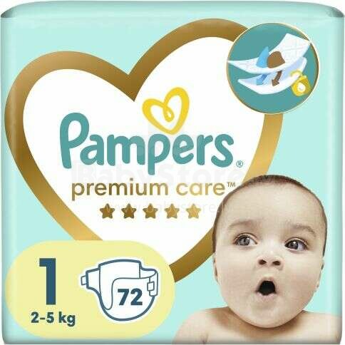 Pampers Premium Care Art.P04C520 Vaikiškos sauskelnės S1 nuo 2-5kg, 72vnt.