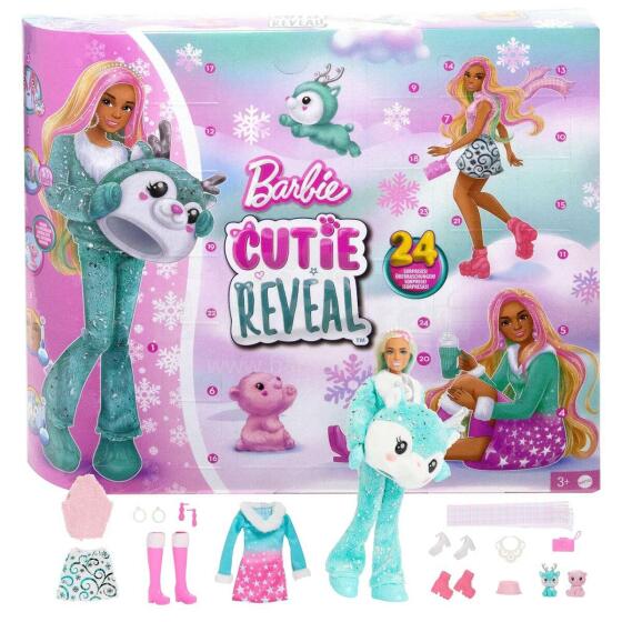 Barbie Cutie Reveal HJX76 Рождественский календарь Барби 29см