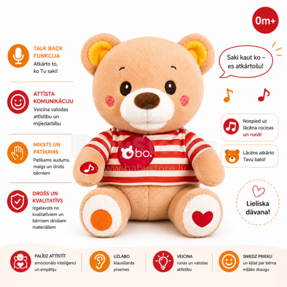 Bo Talking Bear with songs Art.319610LV  Interactive bear toy (in Latvian) (Smart Bear) (In Latvian lang.)
