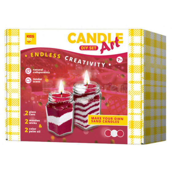 KIDS DO KIDS DO DIY Candle Art Set LV Red White Red Art.44006 Sveču mākslas komplekts LV Sarkans Balts Sarkans