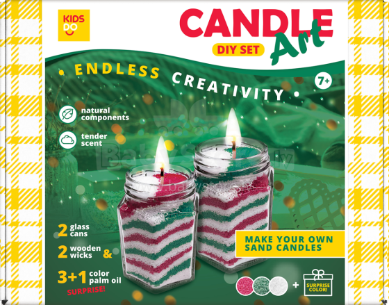 KIDS DO DIY Candle Art Set. Red Green White + 1 SURPRISE color Art.44001 Комплект из свечей своими руками