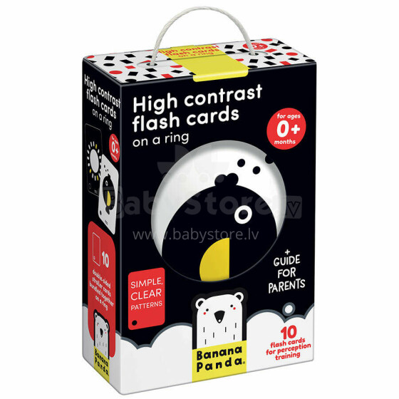 Banana Panda High Contrast Flash Cards on a Ring Art.03969 Mõistatused põrandale 10 tk