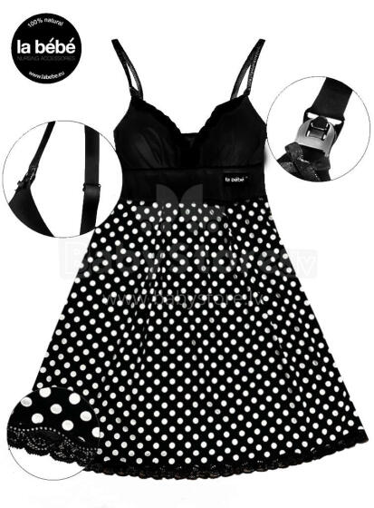 La Bebe™ Nursing Cotton Mia Art.156718 Black Grūtnieču barošanas naktskrekls topošām māmiņām ar mežģinēm