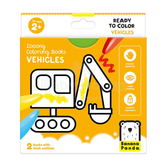 Banana Panda Looong Coloring Books - Ready to Color Vehicles Art.50154