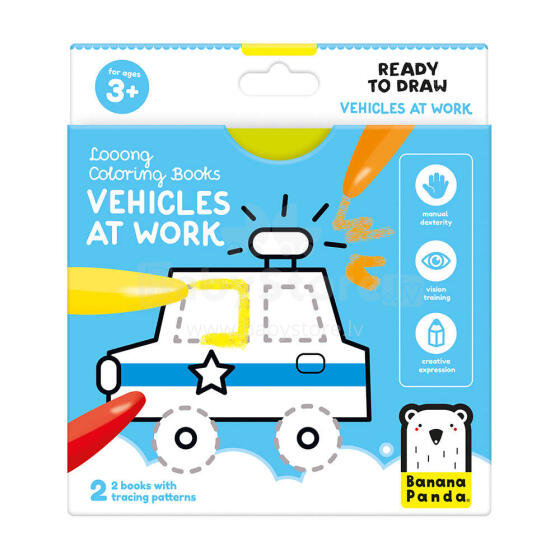 Banana Panda Looong Coloring Books Ready to Draw - Vehicles at Work Art.50156