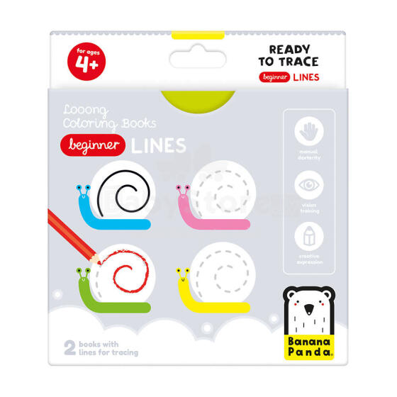 Banana Panda Looong Coloring Books Ready to Trace - Beginner Lines Art.50158 krāsojamās grāmatas ir gatavas izsekot — iesācēju līnijas