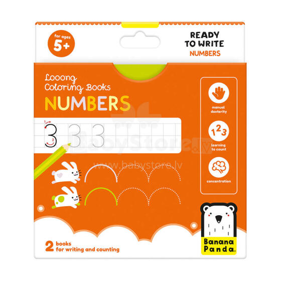 Banana Panda Looong Coloring Books - Ready to Write Numbers Art.50191 krāsojamās grāmatas — gatavas ciparu rakstīšanai