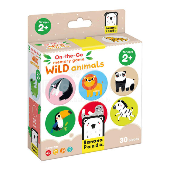 Banana Panda On-the-Go Memory Game Wild Animals Art.49101 Atmiņas spēles dzīvnieki ceļā