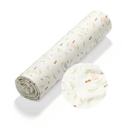 Babyono Bamboo Fitted Cot Bed Sheet Forest Art.749/01 Bambusa palags ar gumiju ratu 120x60