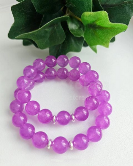 La bebe™ Jewelry Handmade Natural Stone Bracelet Halcedons Lavanda Браслет XS размер