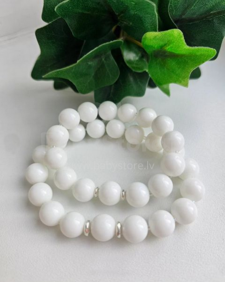 La bebe™ Jewelry Handmade Natural Stone Bracelet Ahāts Balts Rokasspradze ar dabīgiem akmeņiem M izmērs