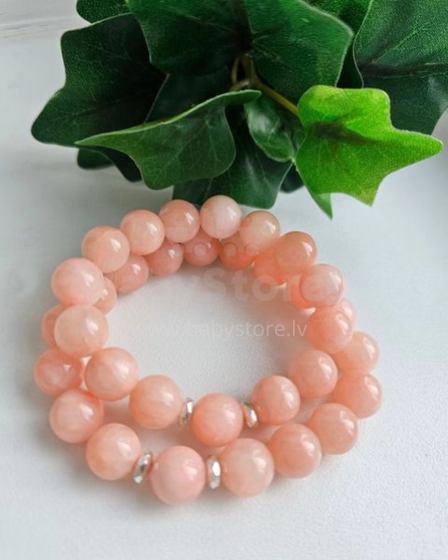 La bebe™ Jewelry Handmade Natural Stone Bracelet Žadeīts Peach Rokasspradze ar dabīgiem akmeņiem M izmērs