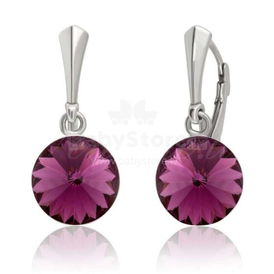 La bebe™ Jewelry Natural Stone Earrings Amethyst Auskari sudraba 925 ar 10 mm kristālu Amethyst