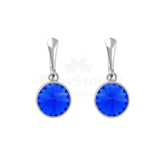 La bebe™ Jewelry Natural Stone Earrings Dark Blue Серьги из серебра 925 пробы с 10 мм кристаллом