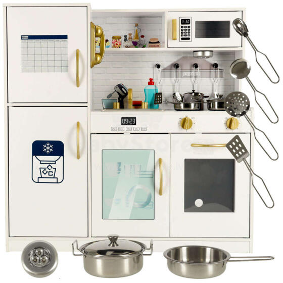 Ikonka Wooden Kitchen 80cm Led Art.KX4943_1 Koka virtuve ar piederumiem un gaismas efektiem