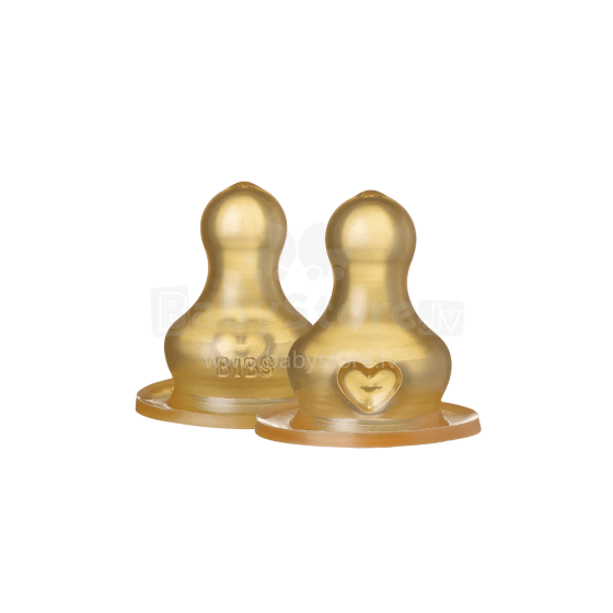 BIBS Natural rubber bottleE nipple slow flow 2 PACK - Pudeles knupīši 2 gb – Vidējas plūsmas