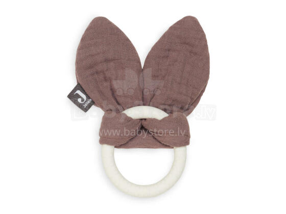 Jollein Teething Siliconen Bunny Art.101-007-66048 Chestnut Мягкая погремушка из эко хлопка - Зайка (100% натуральная)