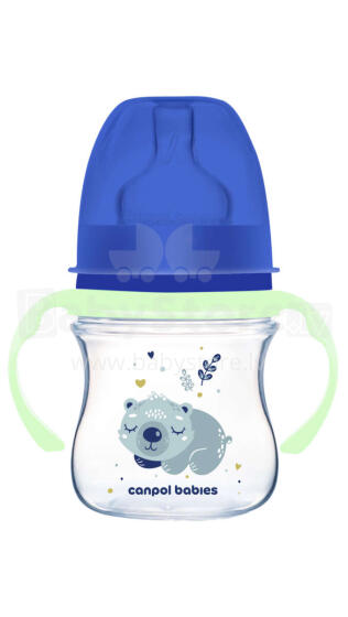CANPOL BABIES Pretkoliku pudelīte EasyStart, 120ml, Sleepy Koala, 35/236_blu