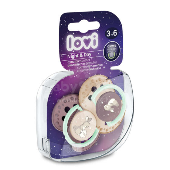 LOVI Silikona dinamiskais knupis, 3-6m, 2 gab., Night&Day, Girl, 22/914girl