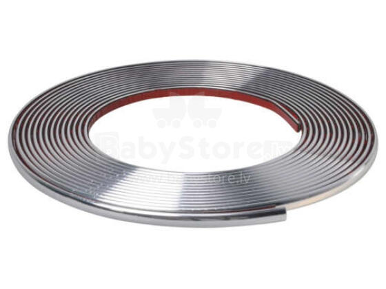 Ikonka Art.KX9753_1 Hromēta dekoratīvā pašlīmējošā sloksne automašīnai 6 mm x 15 m