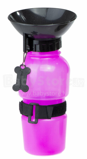 Ikonka Art.KX7697_1 Suņu ceļojumu pudele bidona bļoda 500ml rozā krāsā