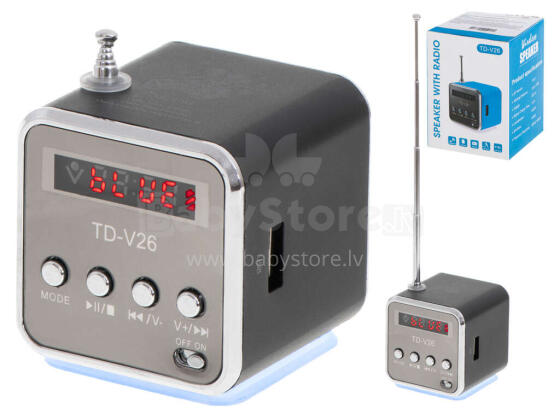 Ikonka Art.KX5773 Uzlādējams pārnēsājamais radio Bluetooth LCD skaļrunis TD-V26