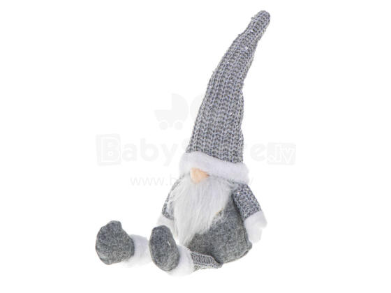 Ikonka Art.KX5714_1 Ziemassvētku rūķis ar bārdu pelēks 47cm
