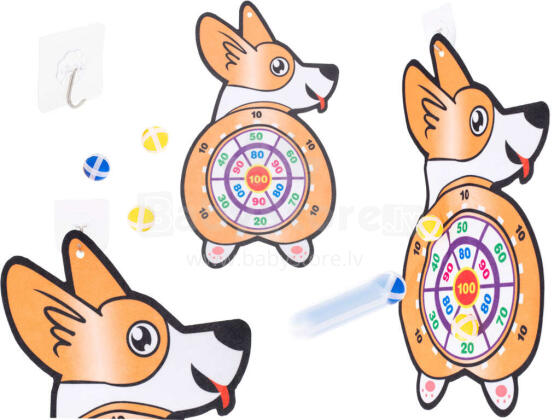 Ikonka Art.KX5615 Velcro šautriņu spēle drošs šautriņu mērķis corgi