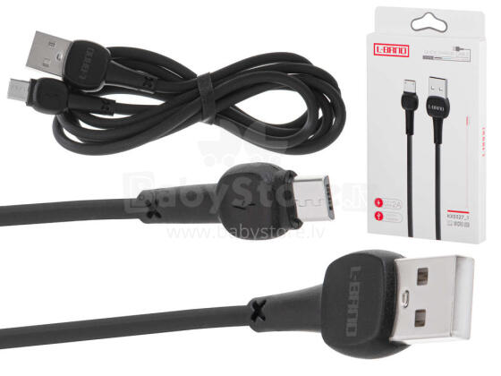 Ikonka Art.KX5327_1 L-BRNO Micro USB ātrās uzlādes kabelis melns