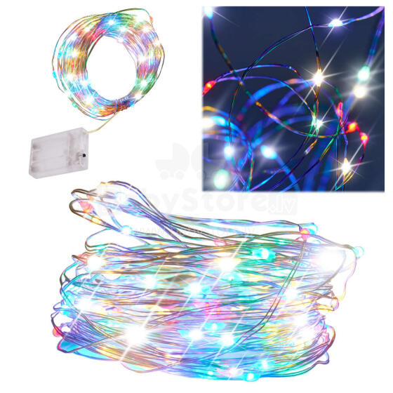 Ikonka Art.KX5254_2 LED dekoratīvie vadi 5m 50LED daudzkrāsains apgaismojums