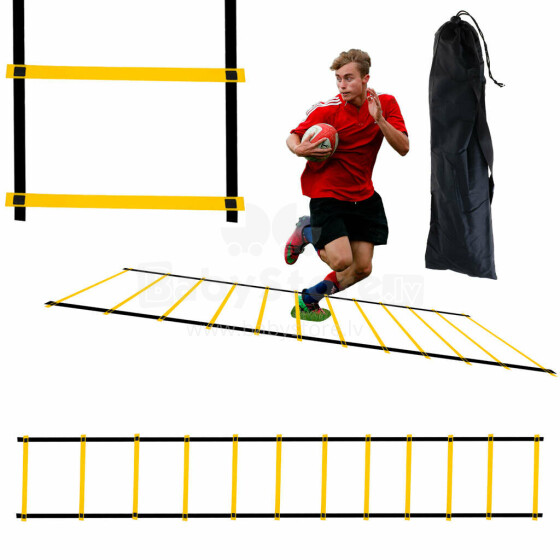 Ikonka Art.KX5212 Koordinacinės gimnastikos treniruočių kopėčios geltonos spalvos