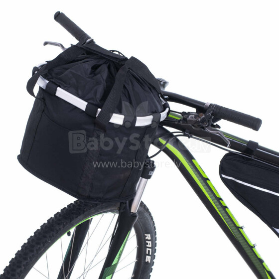 Ikonka Art.KX5088 Priekšējais velosipēda groza grozs, salokāms vāks, melns klikšķis