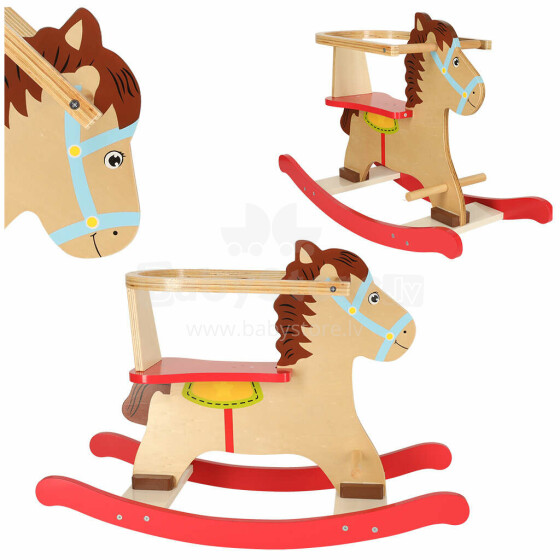Ikonka Art.KX4885 Wooden rocking horse with backrest