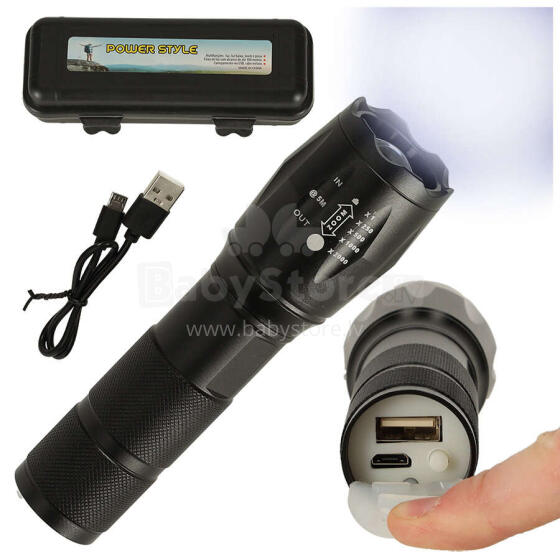 Ikonka Art.KX4829 Tactical military LED power USB torch