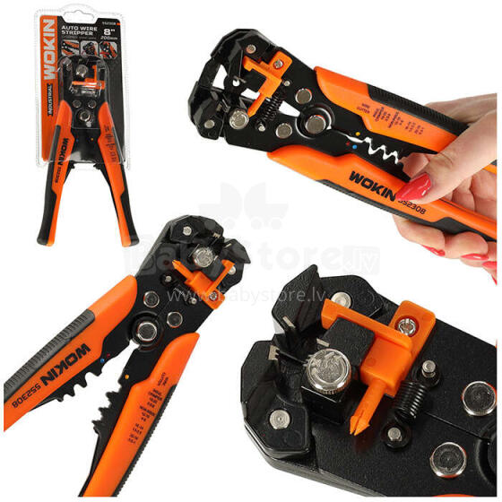 Ikonka Art.KX4808 WOKIN kabeļu stiepļu noņemšanas knaibles kabeļu krimpēšana regulējama 0,2-6 mm automātiska regulējama iespīlēšanas spēka profilēti rokturi