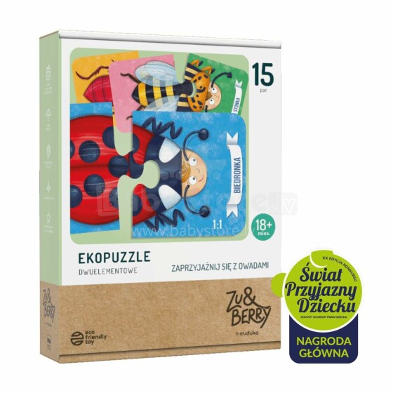 Ikonka Art.KX4756 MUDUKO Puzzles for toddlers Make friends with insects Ecopuzzles two-piece 18m+