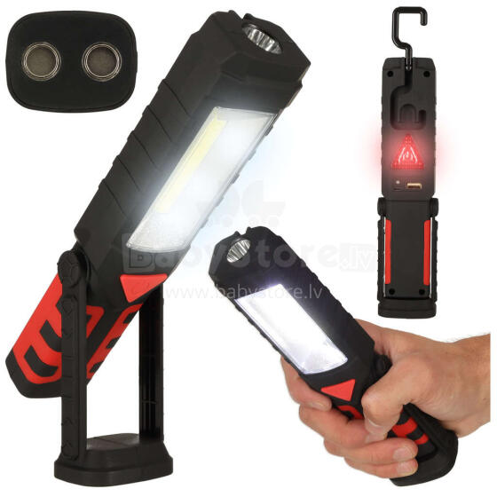 Ikonka Art.KX4709 3-in-1 darbnīcas lukturītis USB COB magnēts 1200 mAh 200 lm uzlādējams