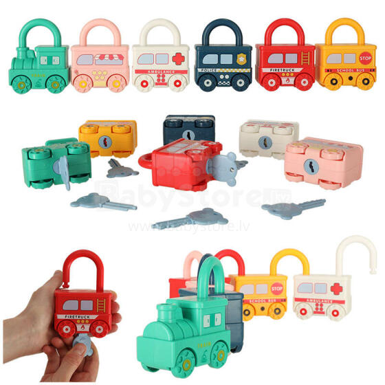 Ikonka Art.KX4615 Izglītojoša puzzle spēle automašīnas bloki piekaramie bloki sensorā rotaļlieta Montessori