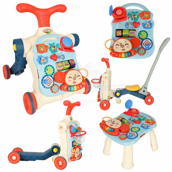 Ikonka Art.KX4609 Vaikiškas vežimėlis vaikštynė, važinėjanti ant interaktyvaus stalo 5in1