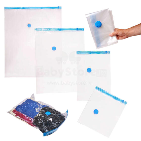 Ikonka Art.KX4587 Vacuum bags for clothes 8 pieces 4 sizes 35x40cm, 40x60cm, 60x80cm, 80x100cm