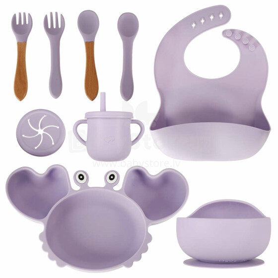 Ikonka Art.KX4526_1 Children's silicone utensils crab set of 9 pieces purple