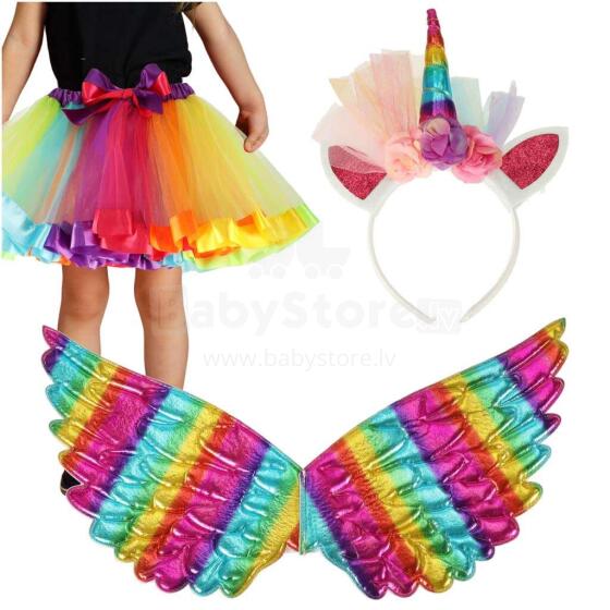 Ikonka Art.KX4434 Unicorn costume skirt headband wings