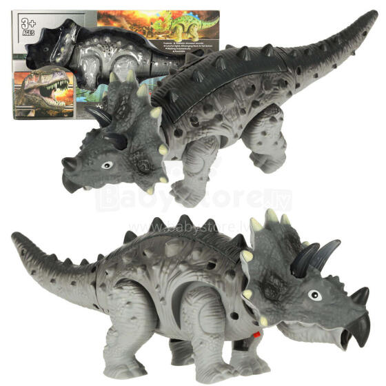 Ikonka Art.KX4400 Tālvadības pults vadāms dinozaurs RC Triceratops staigā ar apgaismojumu rēca