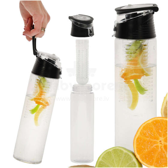 Ikonka Art.KX4391 Ūdens pudele ar augļu ieliktni 800ml melna