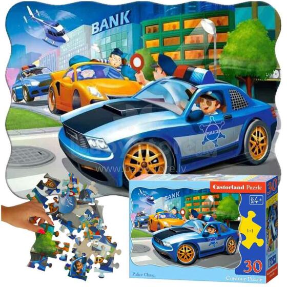 Ikonka Art.KX4374 CASTORLAND Puzzle 30 gabaliņi Policijas pakaļdzīšanās - Policija 4+