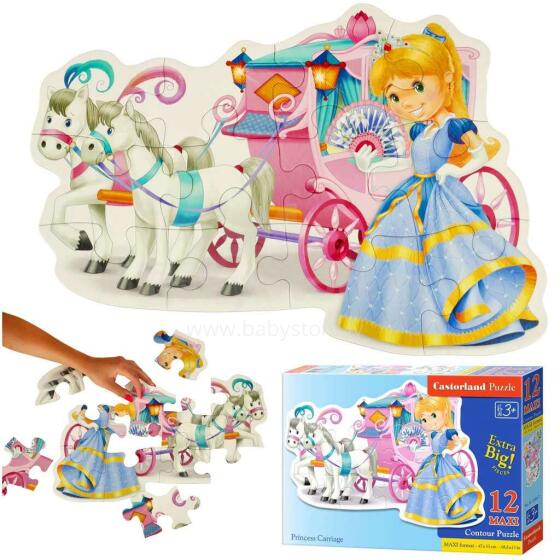 Ikonka Art.KX4368 CASTORLAND Puzzle 12 gabaliņu Princess Carriage - Princess and Carriage 3+